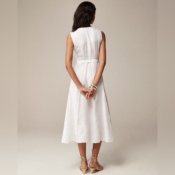 J Crew NWT Seamed Linen Dress with Removable Belt Size Small in White - Picture 3 of 16